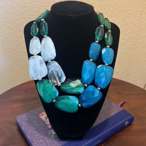 Multicolor Two-Strand Necklace and Matching Drop Earrings - Picture 2 of 3